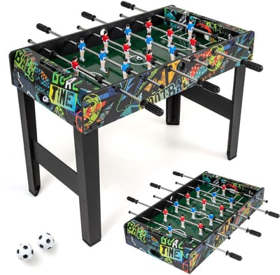 COSTWAY 2-in-1 tafelvoetbaltafel met afneembaar tafelblad, kicktafel met 2 ballen, 14 spelers en scorebord, tafelvoetbal voor kinderen en volwassenen, tafelvoetbal voor thuis, kantoor en bar, 86 x 51