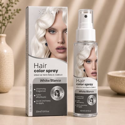 WITTE Haar Kleur Spray - Haarspray - HaircolorSpray – Direct natuurlijke haarkleur - Wasbaar-Feest verf – Tijdelijke Haarkleur - Carnaval - Haarspray - Waterbasis – Kleur: wit