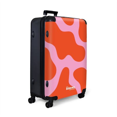 NoBoringSuitcases.com® - Koffer groot - Reiskoffer lichtgewicht - Roze met rode vlekken - Rolkoffer met 4 wielen - Grote trolley XL - 98 liter bagage