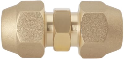 Dailygoods- Flared Union Connector - 3/8 Inch Messing - Geschikt voor 9mm/9,52mm Buitendiameter - Lengte 46,5mm - Voor Airconditioning - Nauwkeurige Verbindingen - Koelmiddelconnector