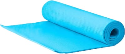 Yogamat/fitness sport matje - blauw - 183 x 60 x 1 cm - Sportmat - Thuis sporten - rubber