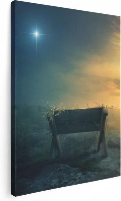 Artaza Canvas Schilderij Kruis Golgotha - 30x40 cm - Klein - Christelijke Muurdecoratie - Schilderijen Op Canvas Zonsondergang - Kamer Accessoires