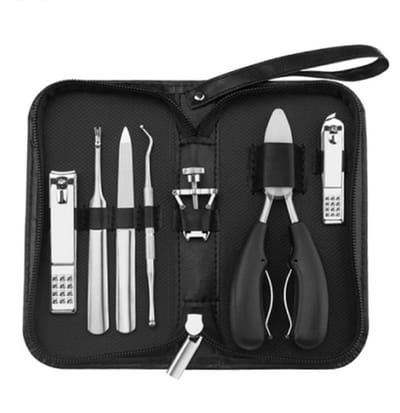 ATTREZZO® Manicure set - Pedicure set - Zwart - 7-delige - Nagelknipper - Nagelschaar - Nagelvijl - Nagelset