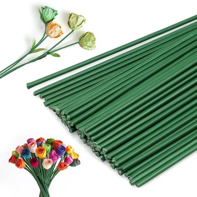 60 Stuks Buigzame Groene Bloemendraad Stelen 40cm Dikkere Draad voor Knutselen en Bloemschikken