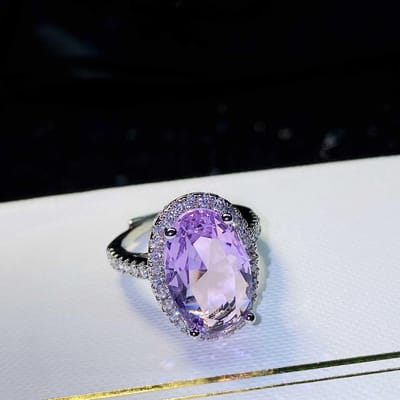 Natuurlijke Amethist Ring voor Vrouwen 100% 18K Gouden Sieraden Verlovingsring Trouwring Echte Gouden Ring Edelsteen Ringdoos Anillos Mujer 7 white