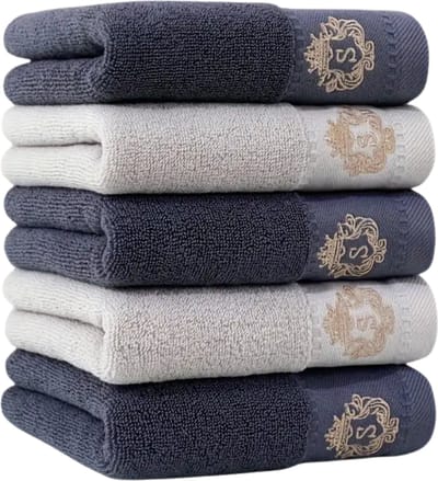 Livano Handdoeken Set - Hotelkwaliteit - Handdoek - Towel - Donkergrijs + Lichtgrijs - 5 Stuks