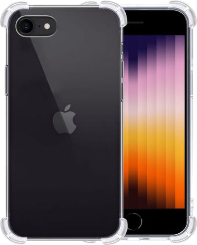Hoesje - Geschikt voor Apple iPhone SE (2022) - Sterk & Shockproof - Siliconen Shock Case - Hoes Cover - Telefoonhoes - Transparant