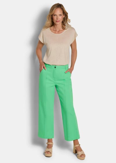 Wijde jeans VERA met bies die u langer laat lijken - groen - Gr. 19 van Goldner Fashion