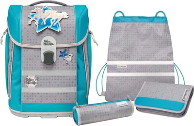 McNeill Schooltas McLight 2 Schoolbag Set 6-delig Star Grijs Turquoise