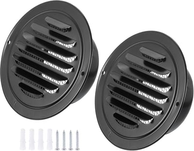 Ventilatierooster Cover - Muur Inlaat - Luchtstroom Verbeteren - Roestvrij Staal - 4 Inch Kanaal - Zwart