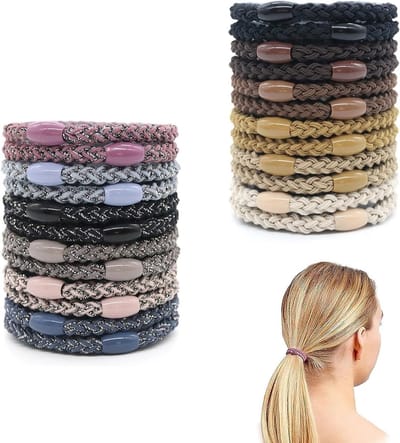 Scrunchies haarelastiekjes voor dames, 24 stuks, handgeweven vlechtrubbers in gemengde kleuren voor dagelijks gebruik en sportieve activiteiten