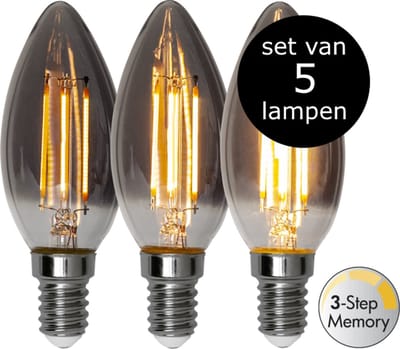 5-Pack | 3 standen - Kaarslamp - E14 - 2.9W - Super Warm Wit - 2200K - Dimbaar