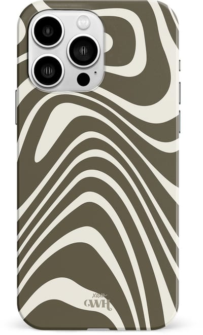 xoxo Wildhearts Boogie Wonderland Green - Single Layer - Hard case geschikt voor iPhone 13 Pro Max hoesje - Golven print hoesje groen - Beschermhoes shockproof case geschikt voor iPhone 13 Pro Max hoesje - Hoesje met golven print groen