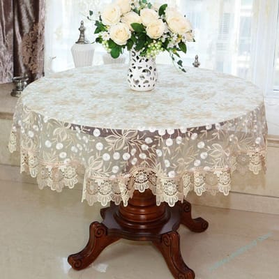 Nieuw Kant Tafelkleed Rond Eettafelkleed Huis Borduurwerk Roségoud Decoratie Pastorale Huis Handdoek 85cm Round
