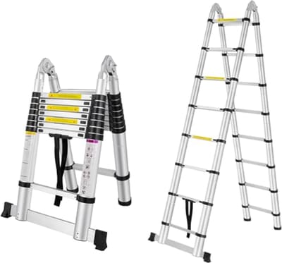 Telescopische Ladder Aluminium - Inklapbare Telescoopladder tot 5m - Multifunctionele Antislip Ladder met 150 kg Draagvermogen