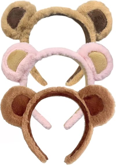 3 Stuks Pluche Dieren Hoofdband, Berenoren Haarband voor Kinderen en Volwassenen, Perfect voor Dieren Cosplay en Feestkleding, Ideaal voor Kerst en Verjaardagen