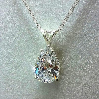 Pendentif goutte d'eau en diamant de laboratoire 3Ct, collier en argent Sterling 925 pour femmes, pendentif de mariage, breloque de fête, ras du cou, bijoux cadeau gray