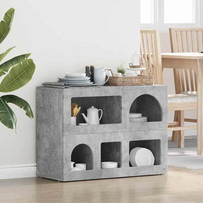 vidaXL - Dressoir - ELST - Beton - Grijs - 80.5 - x - 35 - x - 59 - cm - Bewerkt - hout