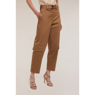 Motivi Satin Cargo Trousers Brown Maat: 34 | Cargobroeken Outlet | Dames | Bruin