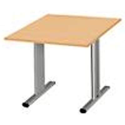 Schäfer Shop  Select Vergadertafel Planova, Aanbouwtafel, 1000 x 1000 mm, beukenpatroon, accentlijst blank aluminium