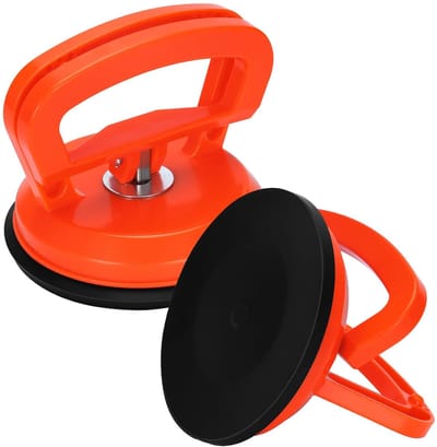 2 stuks Zuignappen Draagkracht 20 kg, Vacuümlifter voor Glas, Vloertegels, Marmeren platen, Zonnepanelen, Meubels, Diameter 118 mm, oranje