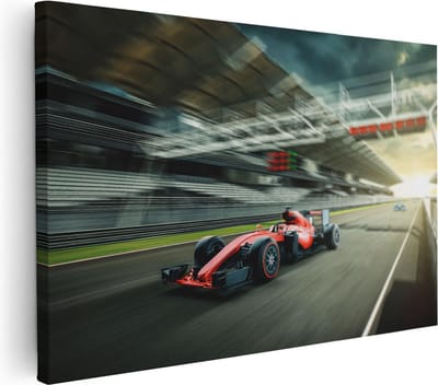 Artaza Canvas Schilderij Racewagen - 30x20 cm - Klein - Wanddecoratie Formule 1 - Muurdecoratie Mancave - Schilderijen Op Canvas