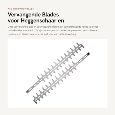 Dailygoods- Blades Vervanging 18" - Heggenschaar - Geschikt voor Husqvarna 122HD45 - Jonsered HT2218 - Redmax CHT 220 - Niet-origineel OEM-onderdeel - Heggenschaar Messen