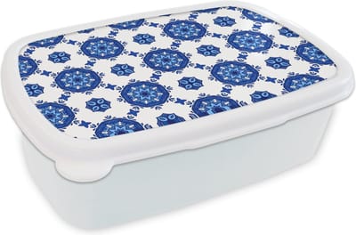 Broodtrommel Wit - Lunchbox - Brooddoos - Portugal - Bloemen - Design - 18x12x6 cm - Volwassenen