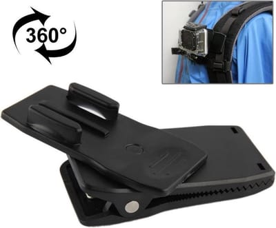 360° Rugzak Klip Mount Rotatie Bevestiging voor GoPro en andere Actiecamera's| Zwart / Black