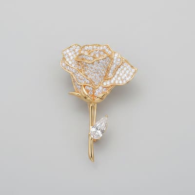 Roos Broche met Kristallen – Luxe Goudkleurige Bloem Broche voor Dames | Twinolo