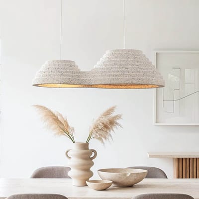 LumenXL Wabi Sabi hanglamp Jumo - 2 lichtpunten 80 x 20 cm - terrazzo beige