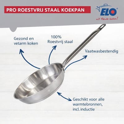 Set van 3 Kookpannen 24, 28 en 32 cm en 2 braadpannen 12 en 20 cm Elo Profi Brillant