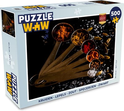 Puzzel Kruiden - Lepels - Zout - Specerijen - Zwart - Legpuzzel - Puzzel 500 stukjes