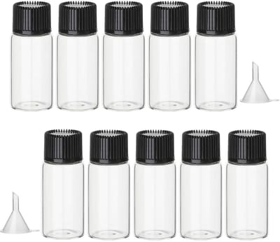 Set van 10 transparante flessen 10 ml glazen fles mini monsterflessen met 2 mini-trechter