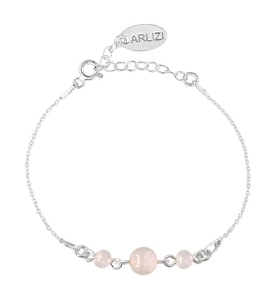 ARLIZI 2503 Armband rozenkwarts kralen - sterling zilver - 20 cm