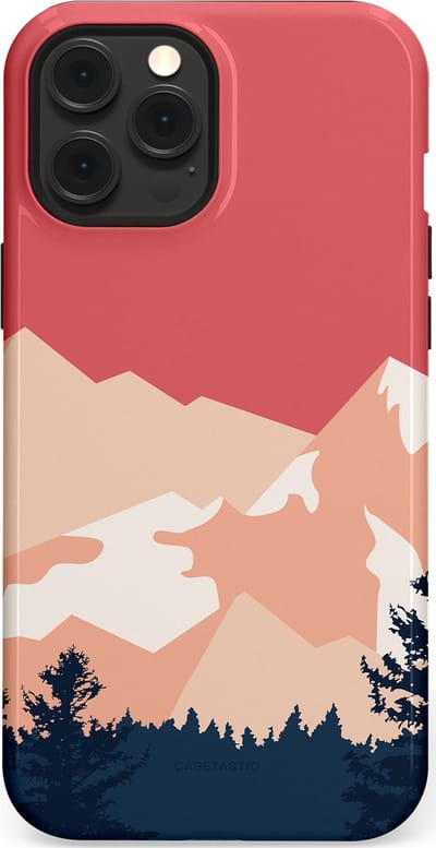 Casetastic hoesje geschikt voor Apple iPhone 12 Pro Max - MagSafe - Dubbellaagse bescherming - Bergen bij stille toppen - Fashion Case - Koraal Donkergrijs Zand Perzik