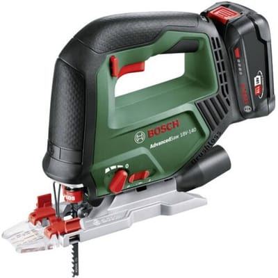 Bosch AdvancedSaw 18V-140 - Accudecoupeerzaag - Inclusief 3x zaagblad (T144D) Cut control - Beschermingsschoen - Stofkap - Anti-splinterplaat - 18 V Li-Ion accu (2.0 Ah) & 1-uurs lader (AL 18V-20)