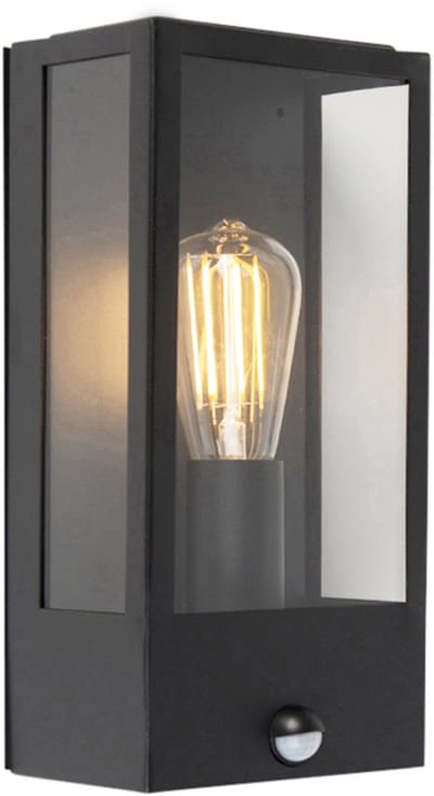 QAZQA rotterdam - Moderne Wandlamp met Bewegingsmelder | Bewegingssensor | sensor voor buiten - 1 lichts - D 110 mm - Zwart - Buitenverlichting