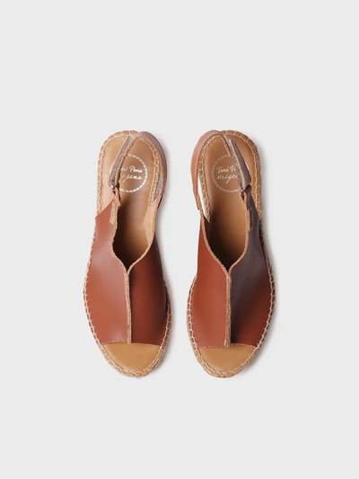 Dames leren espadrille met sleehak en klittenbandsluiting | LUGANO-P