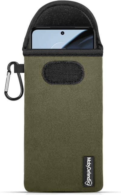 MobyDefend Hoesje - Geschikt voor Motorola Moto G72 - Neopreen Pouch Met Karabijnhaak - Insteek - Riemlus - Groen