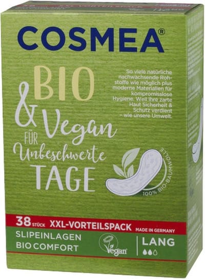 Cosmea® | 38 inlegkruisjes bio LANG vegan | biologisch katoen | zonder parfum |absorberend