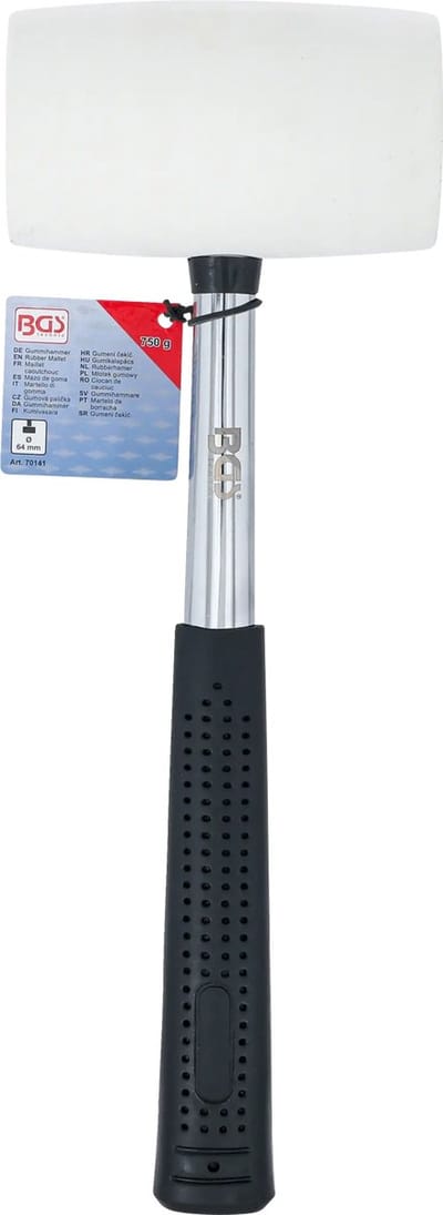 BGS Rubberhamer - metalen steel - witte kop - Ø 64 mm - 750 g