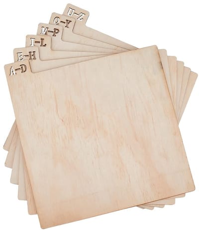 Dailygoody - Houten A-Z Record Divider - Record Sorteren - Minimalistisch Ontwerp - 6 Stuks - Opslag en Organisatie Tool - Geschikt voor CD en Ti