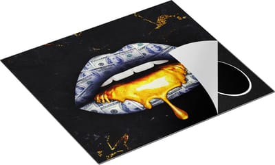 Chefcare Inductie Beschermer Dollar Lippen met Goud - 60x50 cm - Afdekplaat Inductie - Kookplaat Beschermer - Inductie Mat