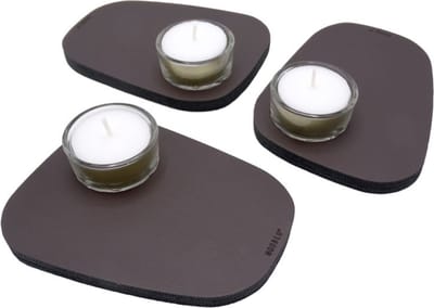 NOOBLU PEBL waxinelichthouder - Chocolate brown - set van 3