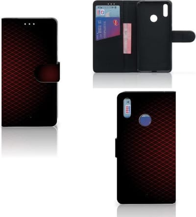 Book Case voor Huawei Y7 (2019) Telefoon Hoesje Geruit Rood