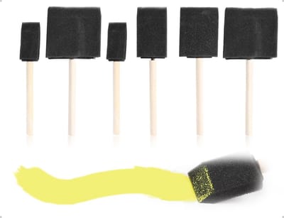Dailygoods- Sponskwast Set - 6 Stuks - Houten Handvat - Schuimkwasten - Applicator voor Schilderen - Schilderkunst Accessoires - Verschillende Maten - Schilderkwast