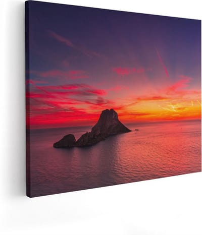Artaza Canvas Schilderij Zeezicht - 50x40 cm - Wanddecoratie Zonsondergang - Muurdecoratie Woonkamer - Kamer Accessoires