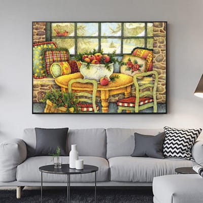 Diamantschilderij Ronde Stenen Home DIY Volledige Diamond Mozaïek Fruit Diamond Art Home Decoration 20X30CM beige