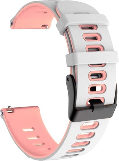 Siliconen bandje - geschikt voor Garmin Venu (2 Plus) / Venu SQ (2) / Vivomove (Style - Sport) / Vivoactive 3 / 5 / 6 / Forerunner 55 / 165 / 245 / 645 / 570 - 42mm - wit-roze